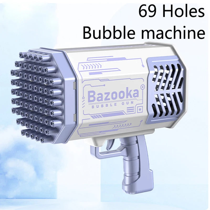 Rechargeable Bubble Gun Toy | 69-Hole Automatic Bubble Machine for Kids & Parties
