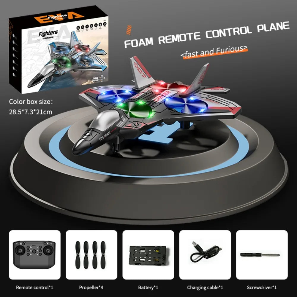 EPP Foam RC Fighter Drone | Rechargeable 2.4G Helicopter & Stunt Plane with Lights