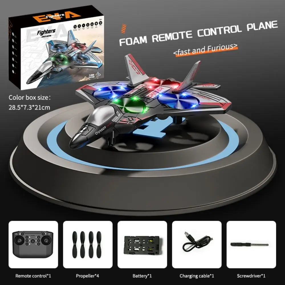 EPP Foam RC Fighter Drone | Rechargeable 2.4G Helicopter & Stunt Plane with Lights