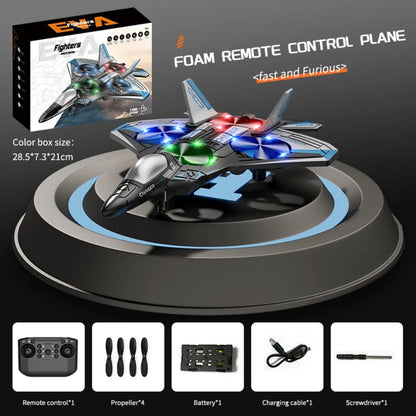 EPP Foam RC Fighter Drone | Rechargeable 2.4G Helicopter & Stunt Plane with Lights