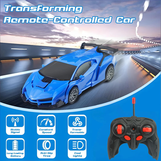2-in-1 RC Transforming Robot Car for Kids | Mini Remote Control Racing Vehicle | Automatic Deformation STEM Toy Gift