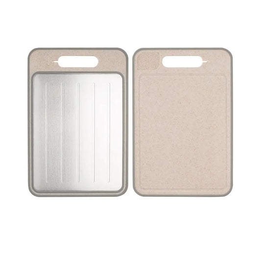 Double-Sided Cutting Board – Stainless Steel & Wheat Straw, Non-Slip, Easy to Clean