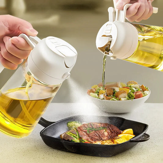2-in-1 Oil Sprayer – 500ml Cooking Dispenser for Air Fryer, Salad & Baking
