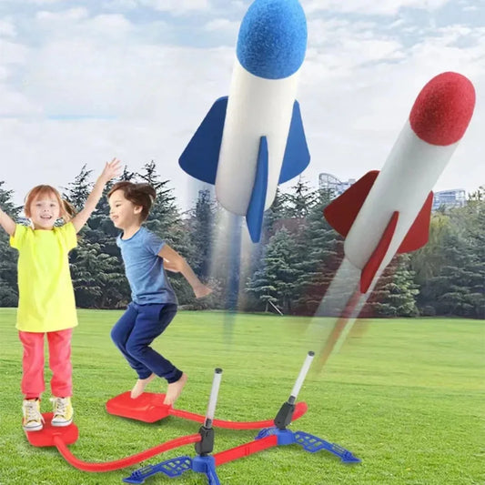 Kids Outdoor Rocket Launcher Toy with Foot Pump | Air-Powered Soaring Rocket Jump Game | Fun Outdoor Toy Gift for Children