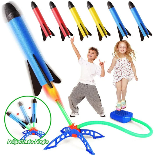 Kids Outdoor Rocket Launcher Toy with Foot Pump | Air-Powered Soaring Rocket Jump Game | Fun Outdoor Toy Gift for Children