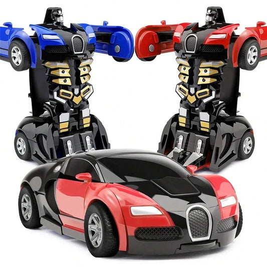 2-in-1 Automatic Transforming Robot Car for Kids | One-Key Collision Deformation Vehicle Toy | Fun Plastic Model Car Gift for Boys