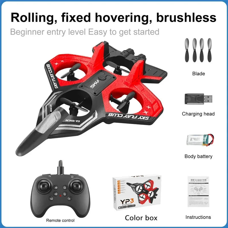 YP3 RC Foam Fighter Jet – 4-Axle Stunt Plane | Durable Anti-Crash Model Airplane for Kids