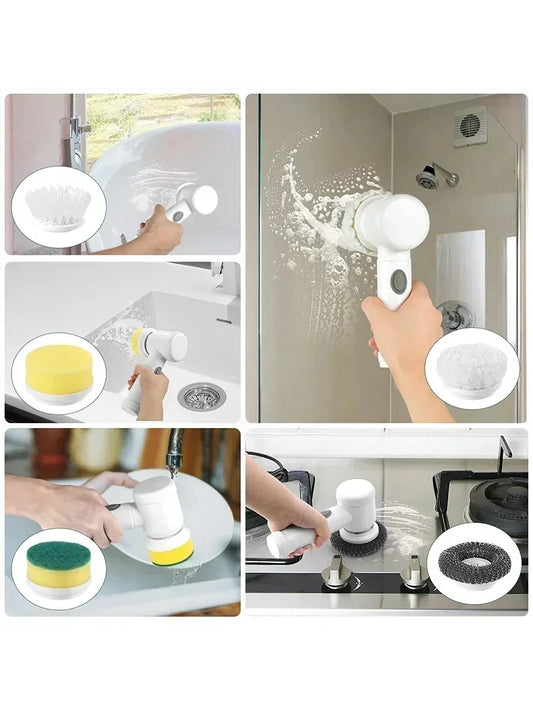 Electric Spin Scrubber – Cordless 5-in-1 Cleaner with 5 Brush Heads