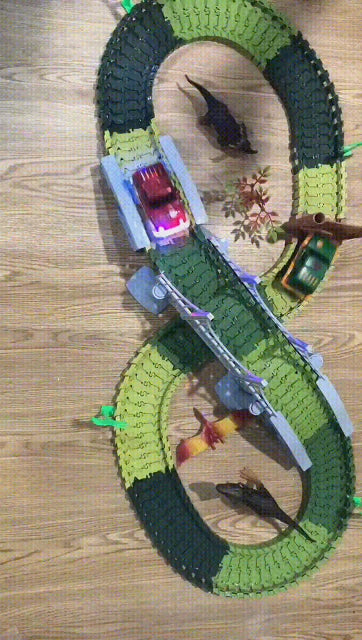 Dinosaur Adventure Track Set | Bendable Tracks with LED Car